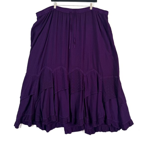 ADDED DIMENSIONS CATHERINES Tiered Lace Embroidered Whimsigoth Maxi Skirt 1X - Picture 1 of 7